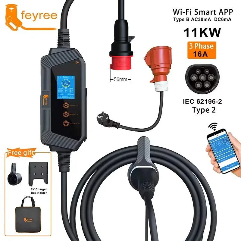 Type 2 Portable Ev Charger 11Kw Cee - 페이리 11KW 16A 3상 타입2 휴대용