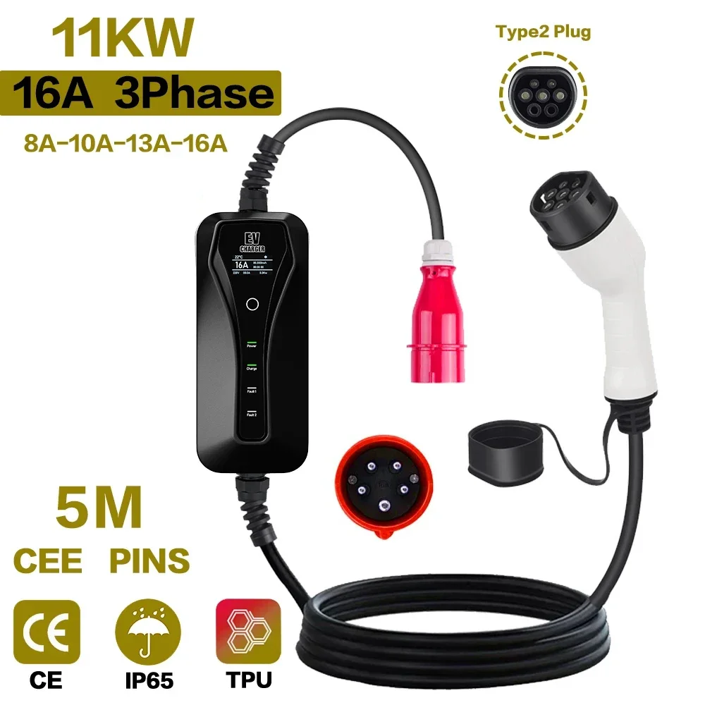 CEE 플러그 IEC62196-2 전기 자동차 충전기, - Type 2 Portable Ev Charger 11Kw Cee 리뷰 및 가격