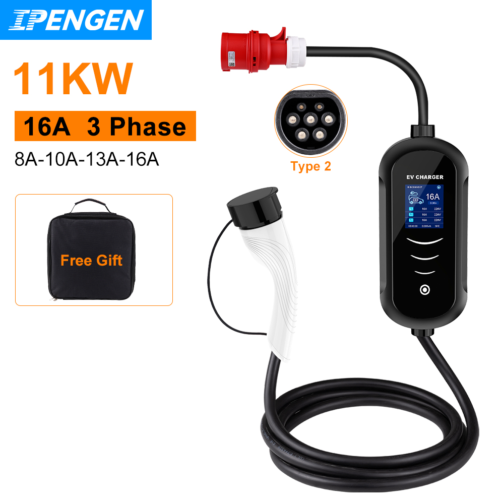 IPENGEN 전기 자동차 충전기 CEE 플러그 IEC - Type 2 Portable Ev Charger 11Kw Cee 리뷰 및 가격